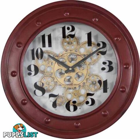 French Word 40 Cm Wall Gear Clock - Cafe De Marguerites