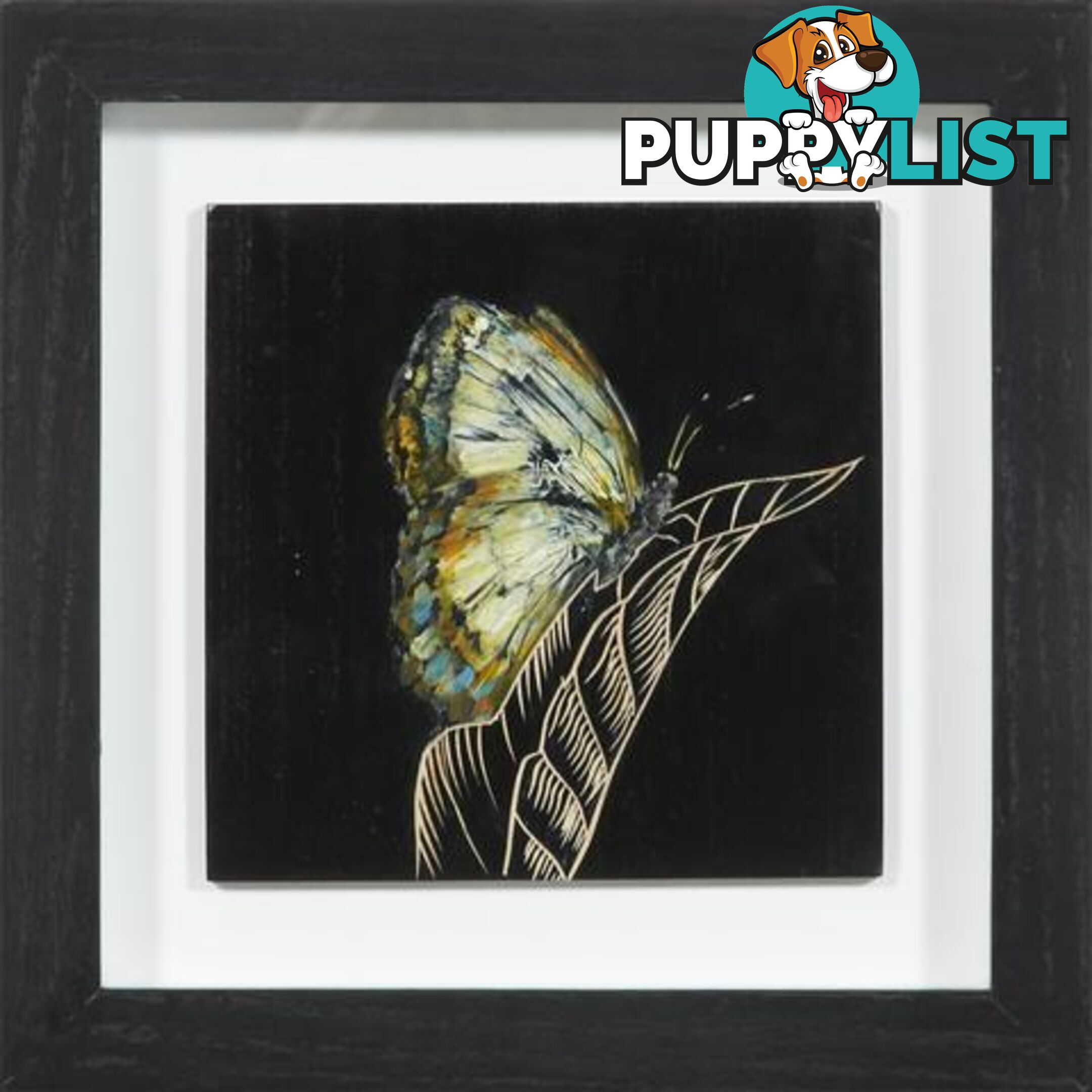 Framed Handpainted Panel: Butterfly