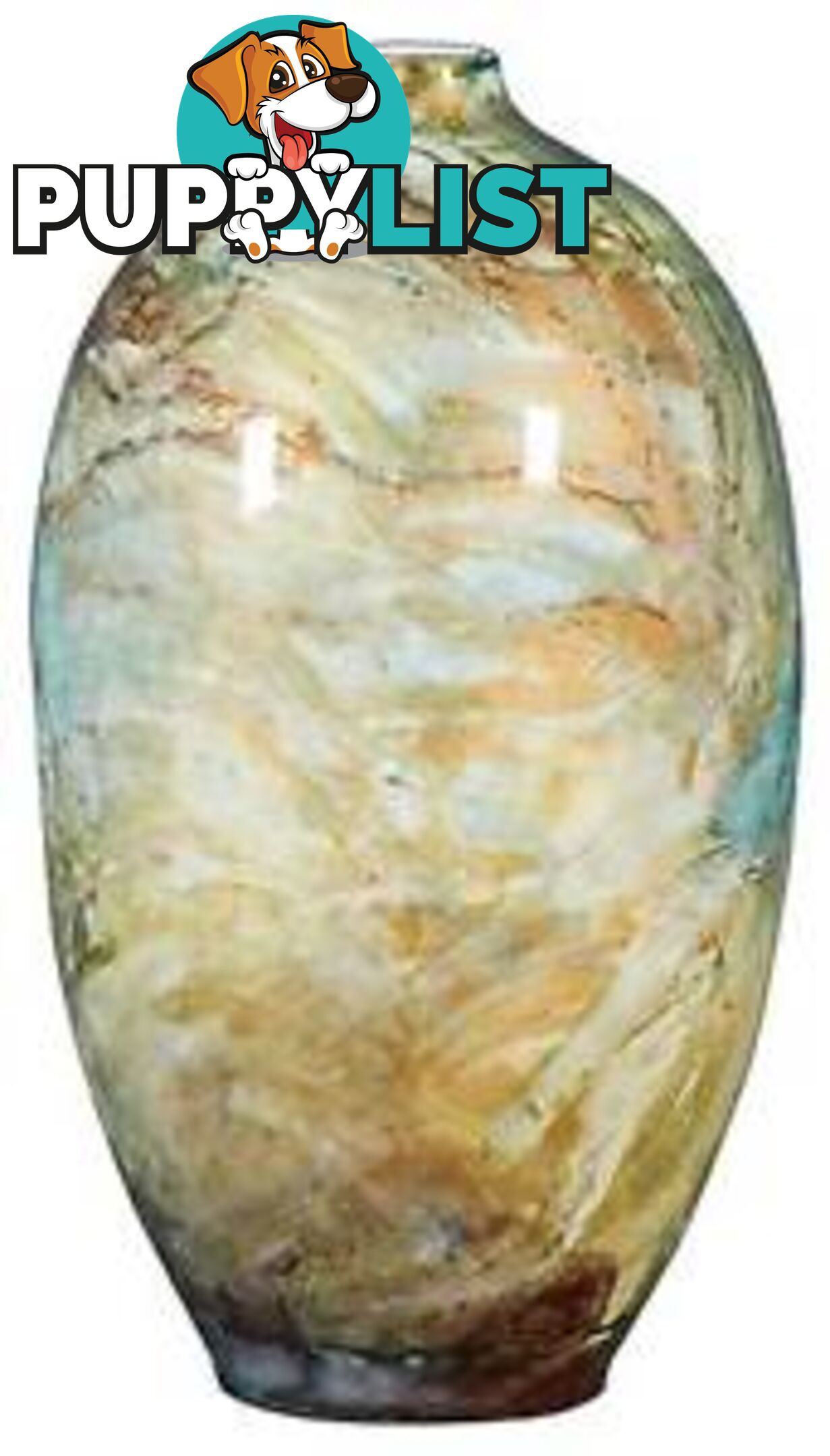 Oval Bud Hand Painted Vase: Brindle Ice And Gold