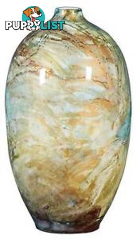 Oval Bud Hand Painted Vase: Brindle Ice And Gold