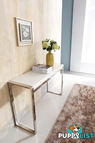 Dara Stainless Steel Console With Marble Top