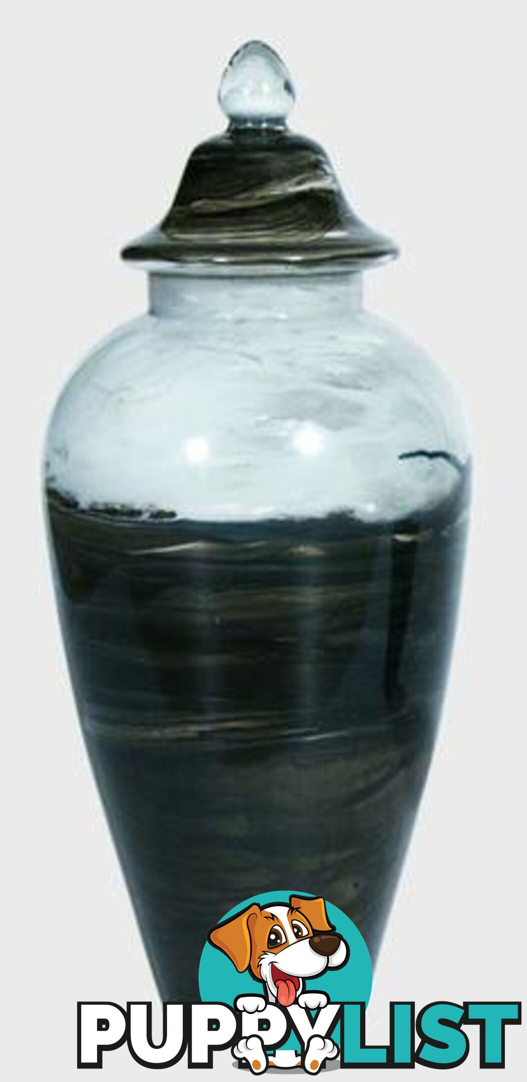 Large Handpaintned Glass Vase: Black And White Ink