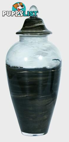 Large Handpaintned Glass Vase: Black And White Ink