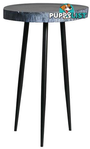 Black Wood Slab Display Table, Metal Legs