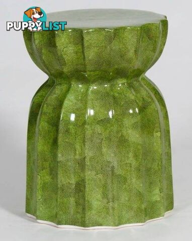 Geometic Side Table: Green Shagreen