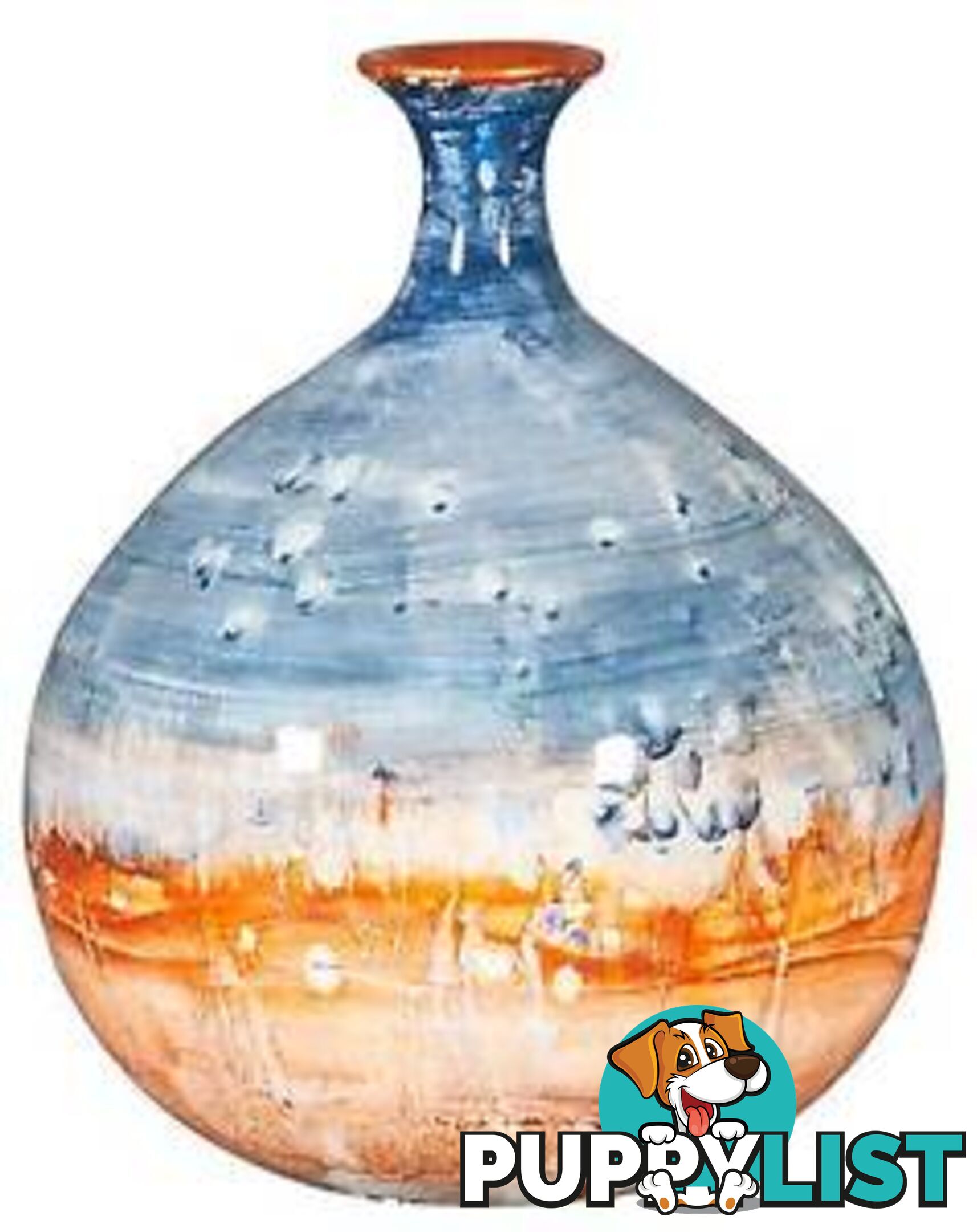 Small Bud Hand Painted Vase: Dotted Twilight To Apricot Strata