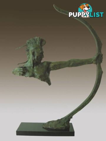 Bronze Indian Warrior With Bow And Arrow