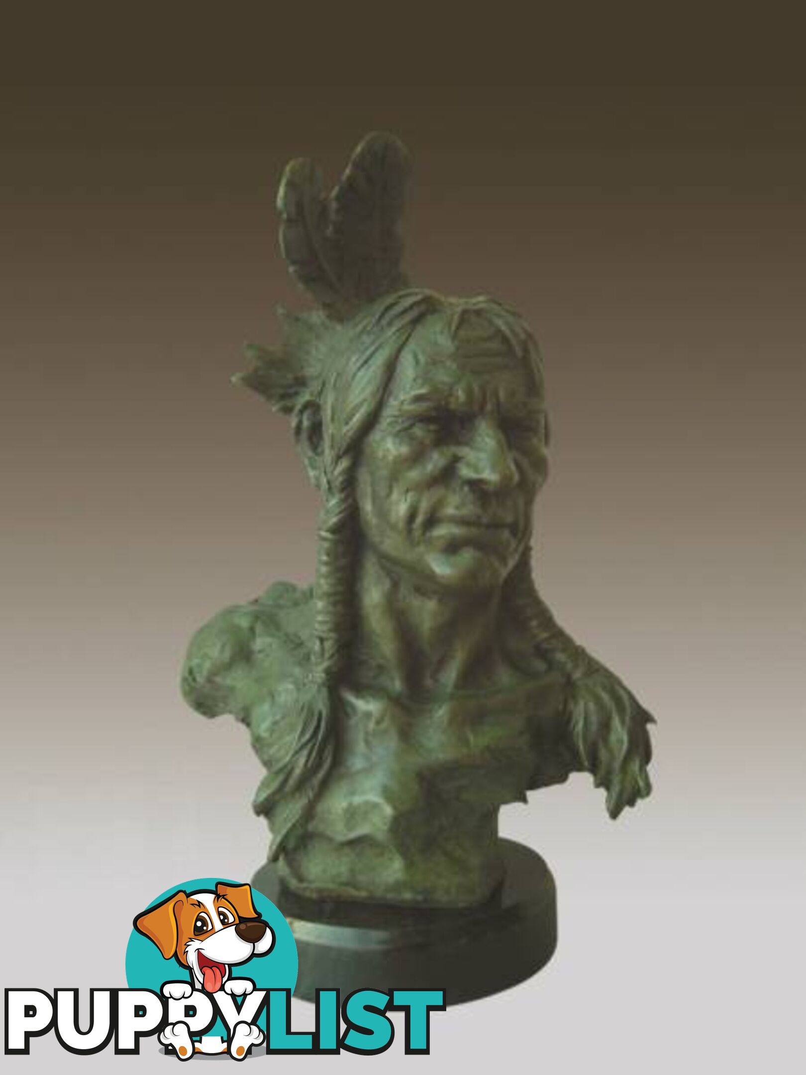 Huge Indian Native American Art Chief Eagle Bust Bronze Marble