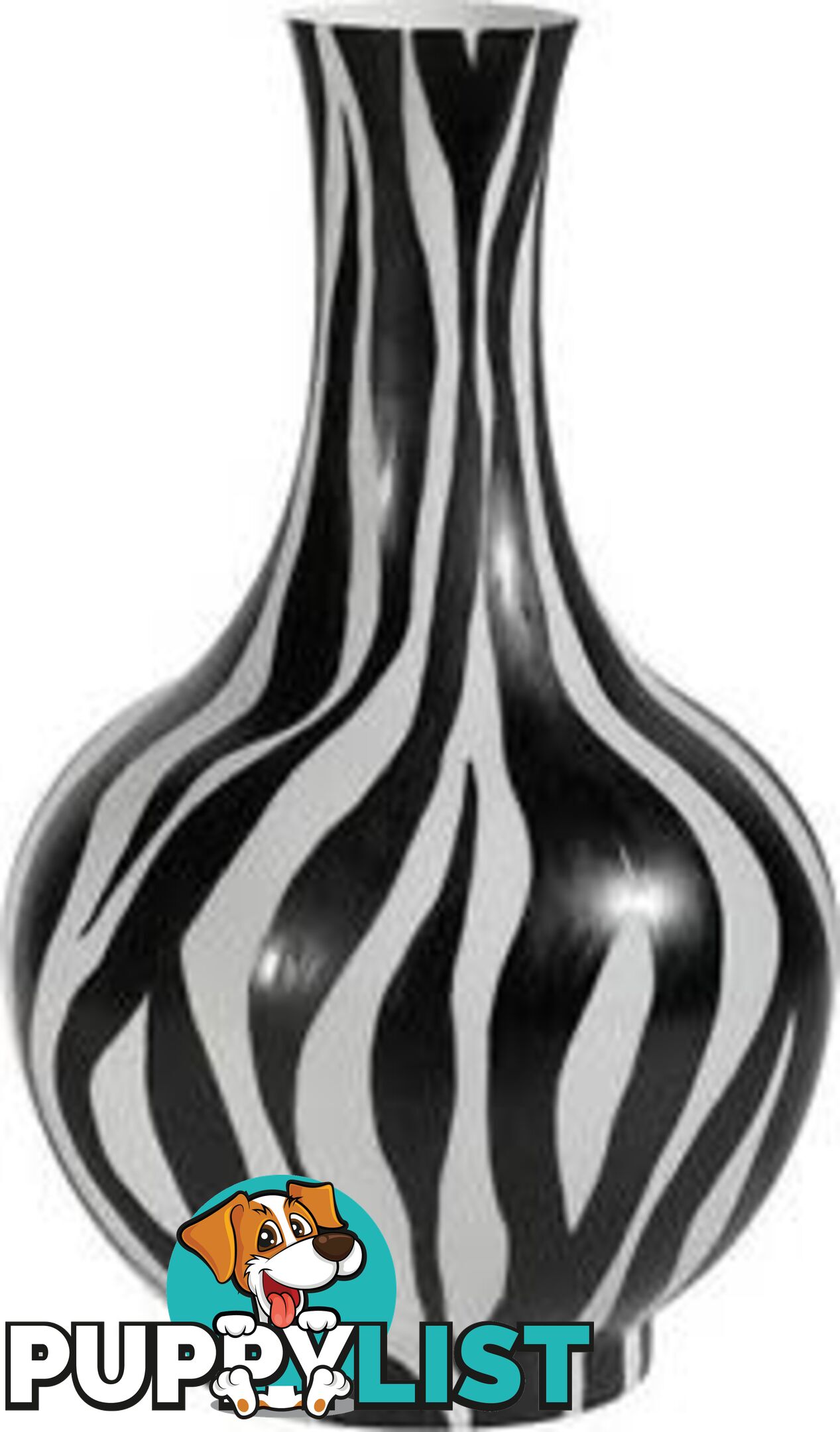 Handpainted Classic Black & White Striped Ceramic Vase