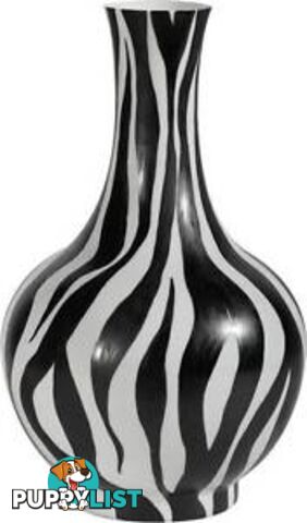 Handpainted Classic Black & White Striped Ceramic Vase