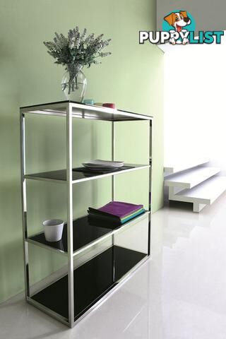 Spem Stainless Steel Shelving Unit With Black Glass Top