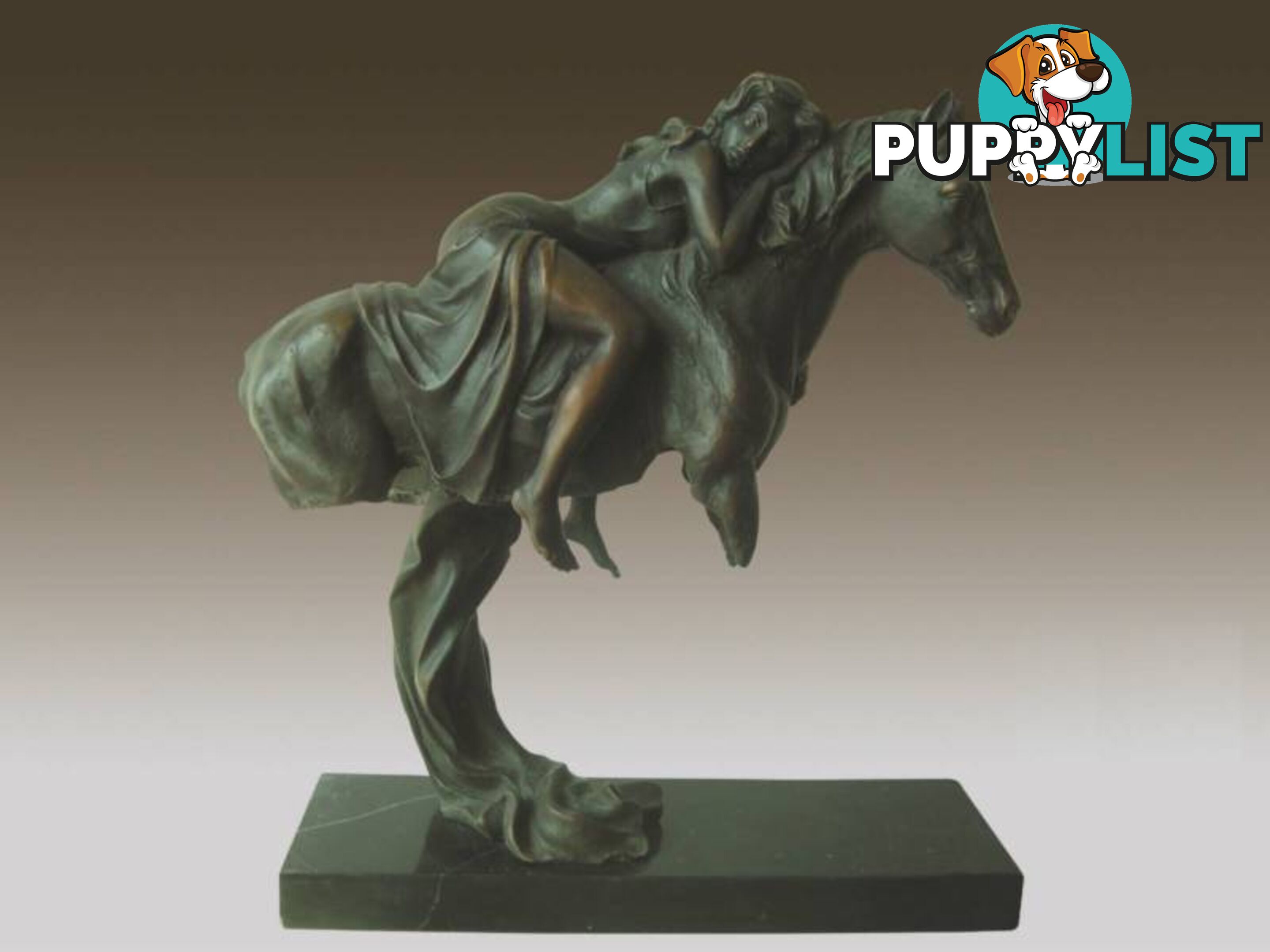 Harmony Bronze And Marble Sculpture Of Girl And Horse