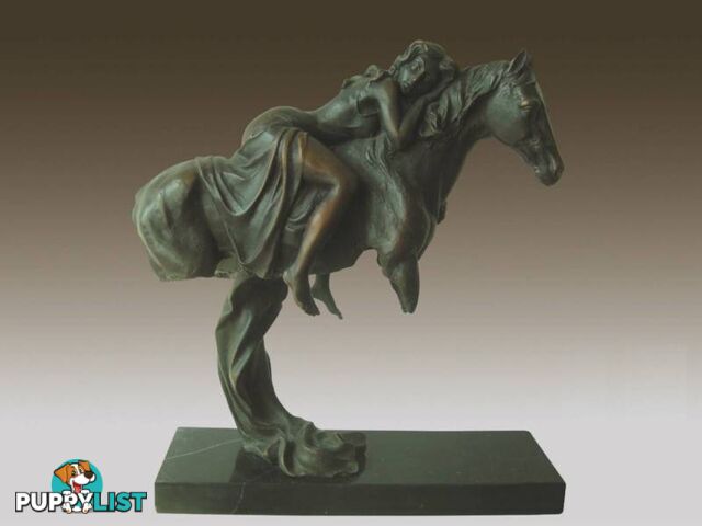 Harmony Bronze And Marble Sculpture Of Girl And Horse