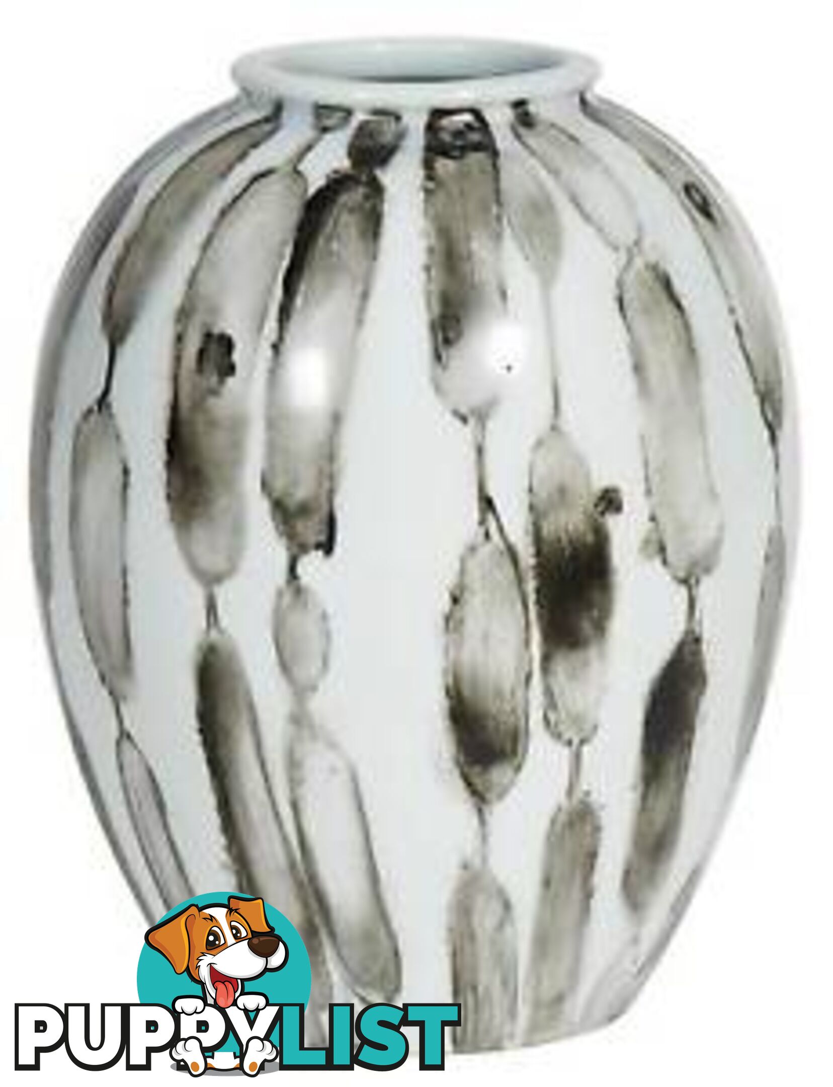 Handpainted-Black And White Vase