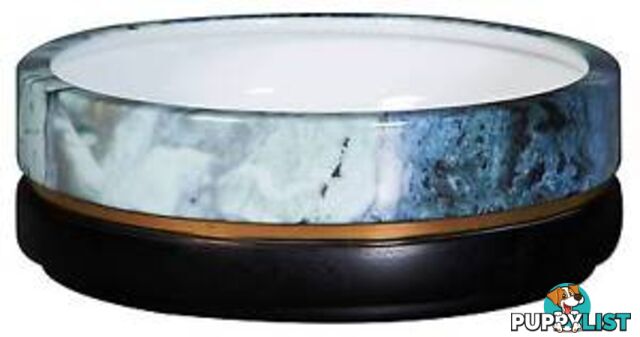 Low Canister Bowl: White Granite, Black