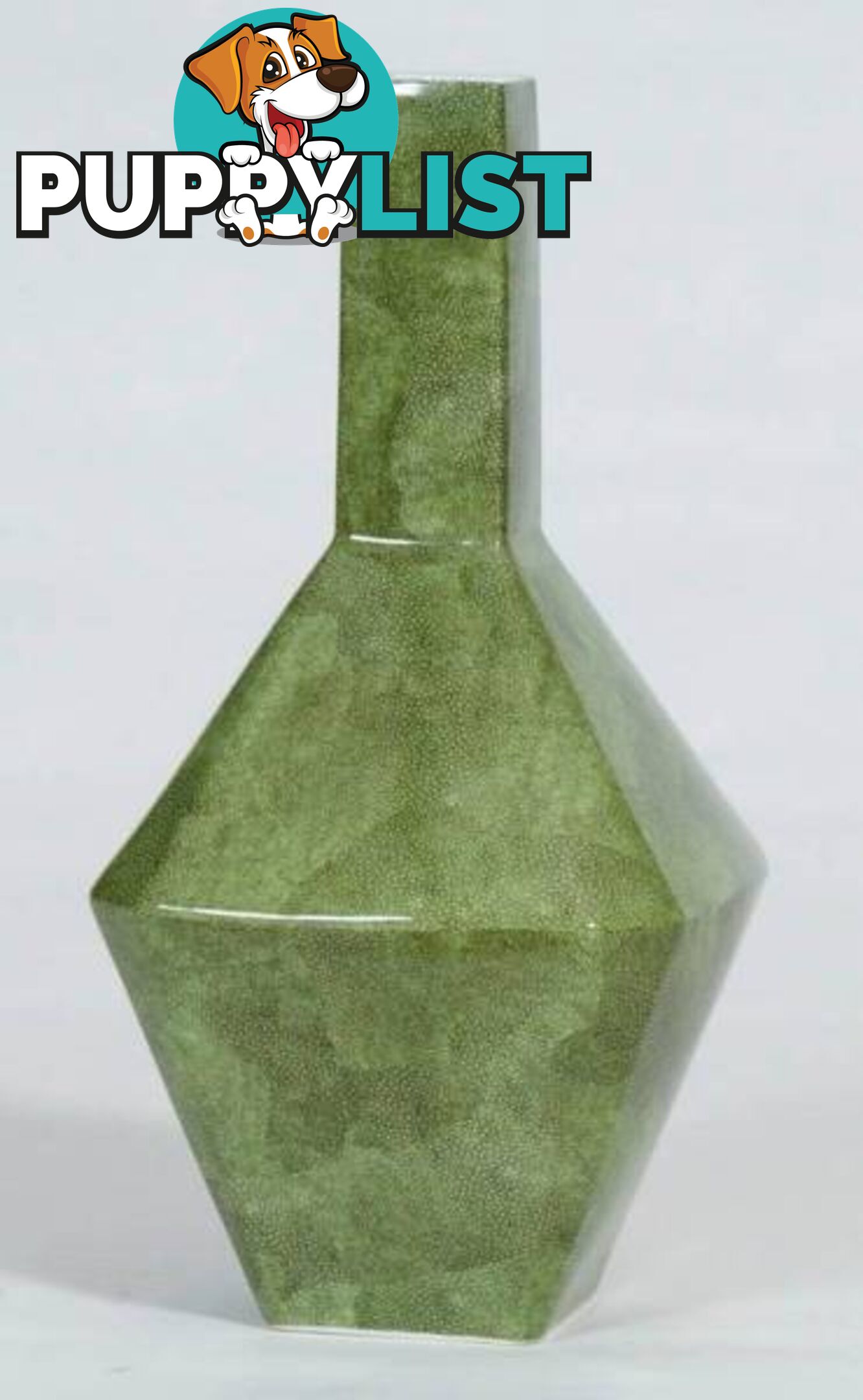 Large Geometric Green Shagreen Vase