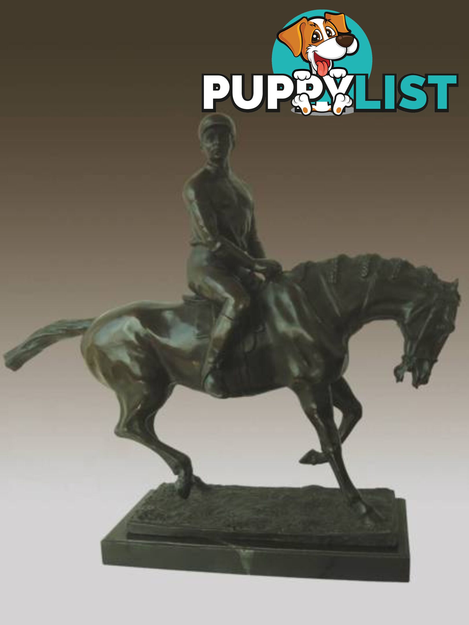 Vintage French Bronze Jockey Horse Sculpture