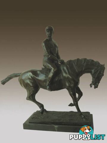 Vintage French Bronze Jockey Horse Sculpture