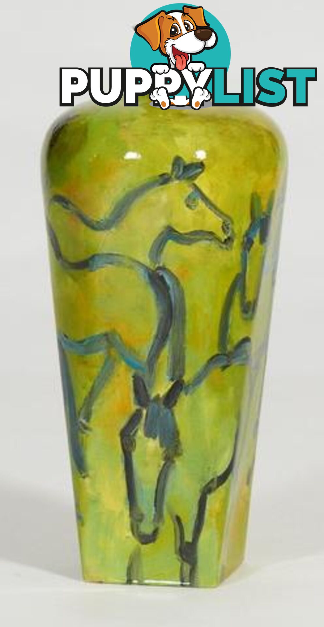 Large Hand Painted Vase Wild Horses