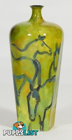 Large Hand Painted Vase Wild Horses