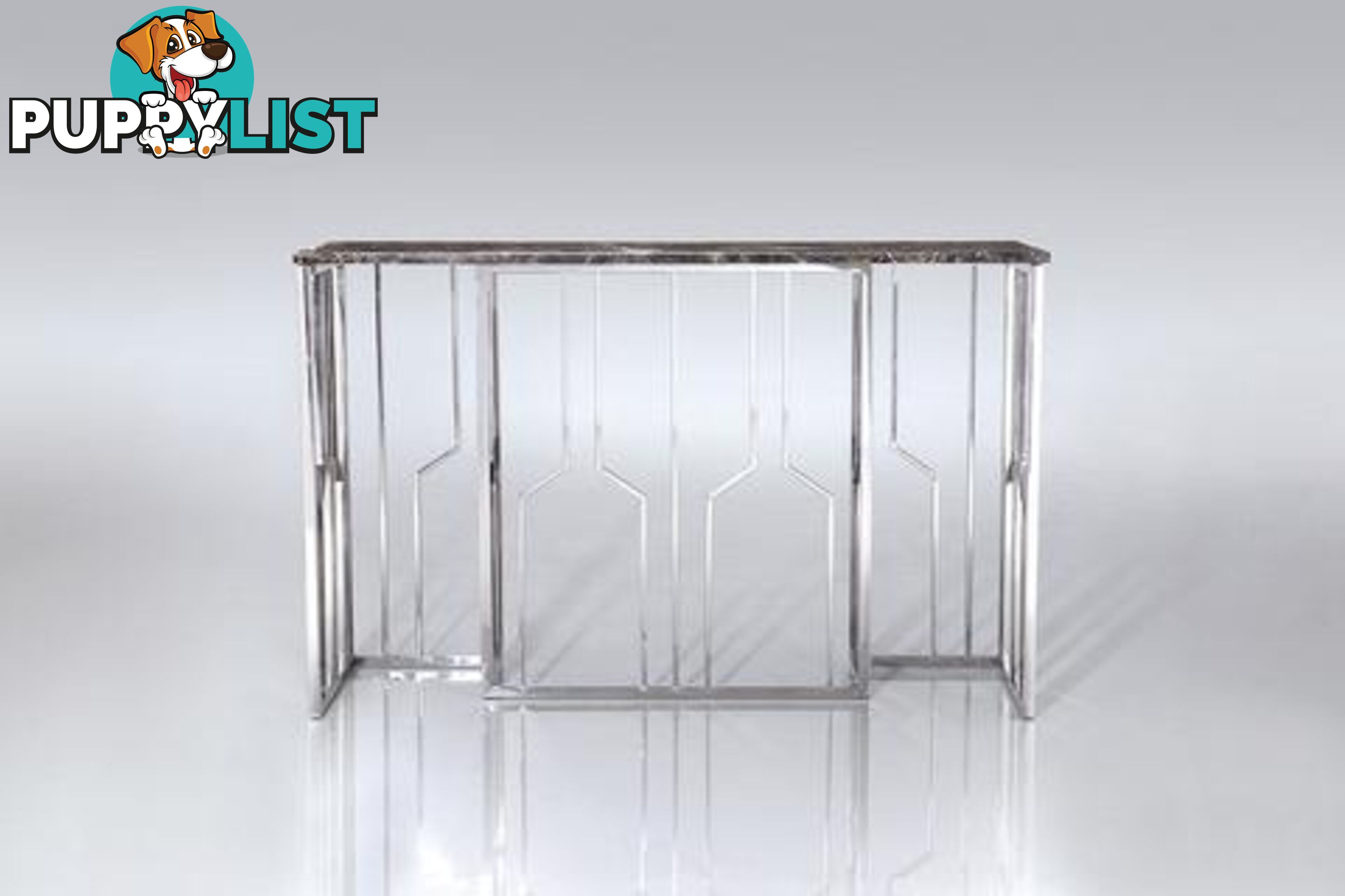 Veda Stainless Steel Console With Faux Marble Top