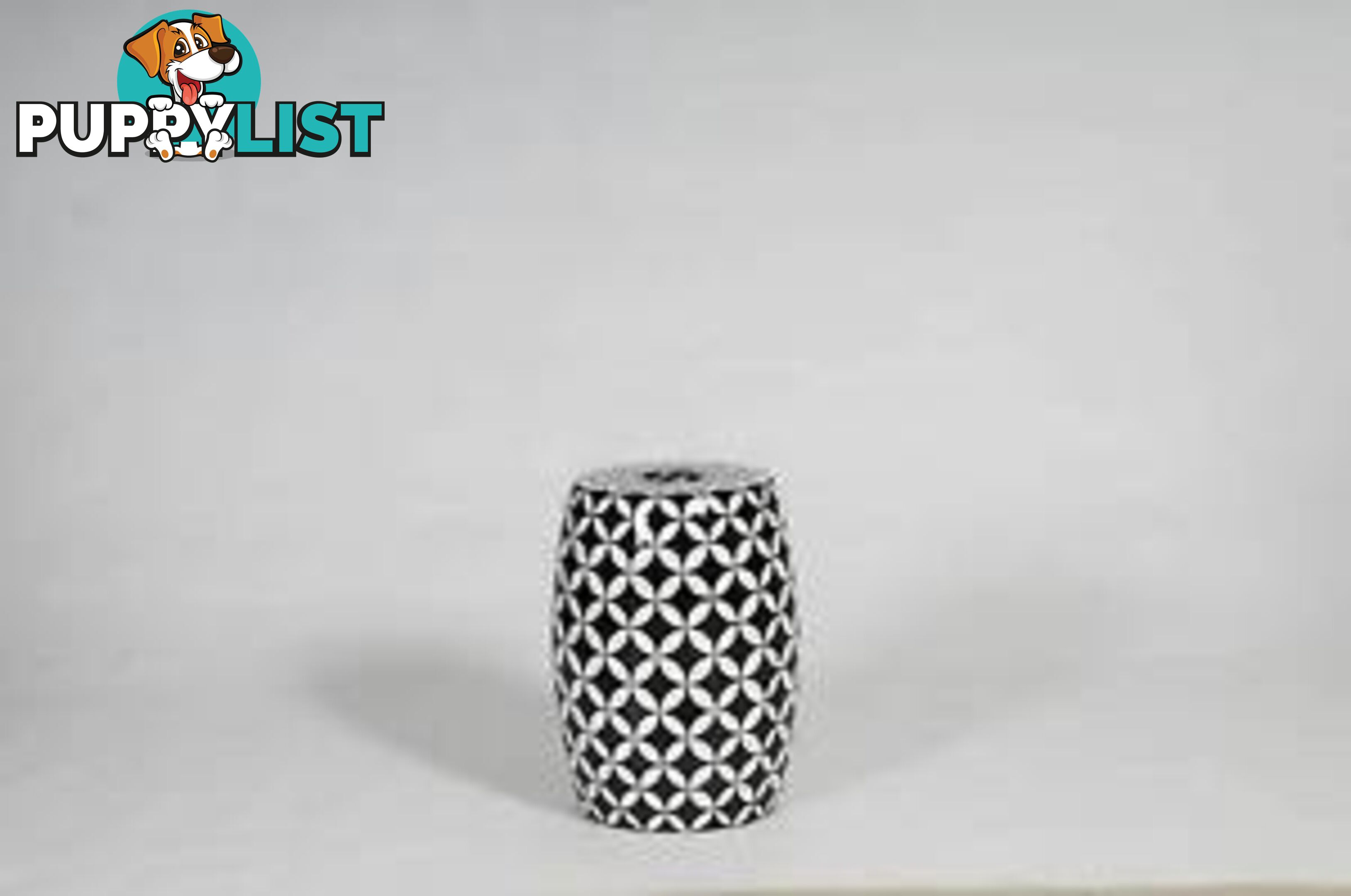 Geometric Morrocan Hand Painted -Black And White Stool