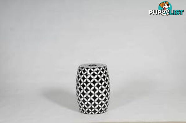 Geometric Morrocan Hand Painted -Black And White Stool