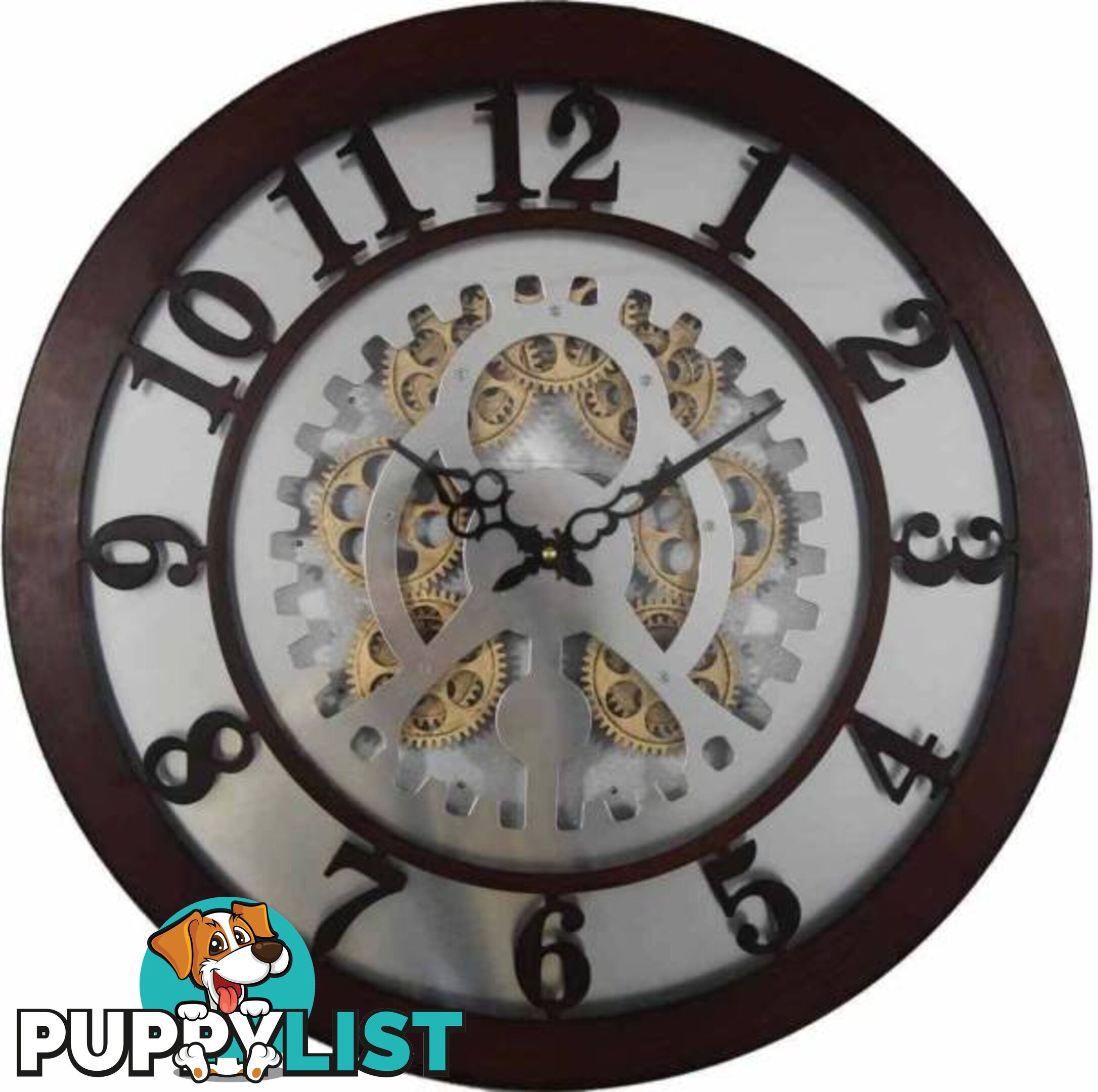 Large 50 Cm Gear Detail Wall Hanging Clock