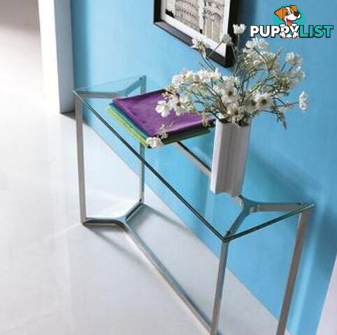 Elegant Stainless Steel Console With Clear Glass