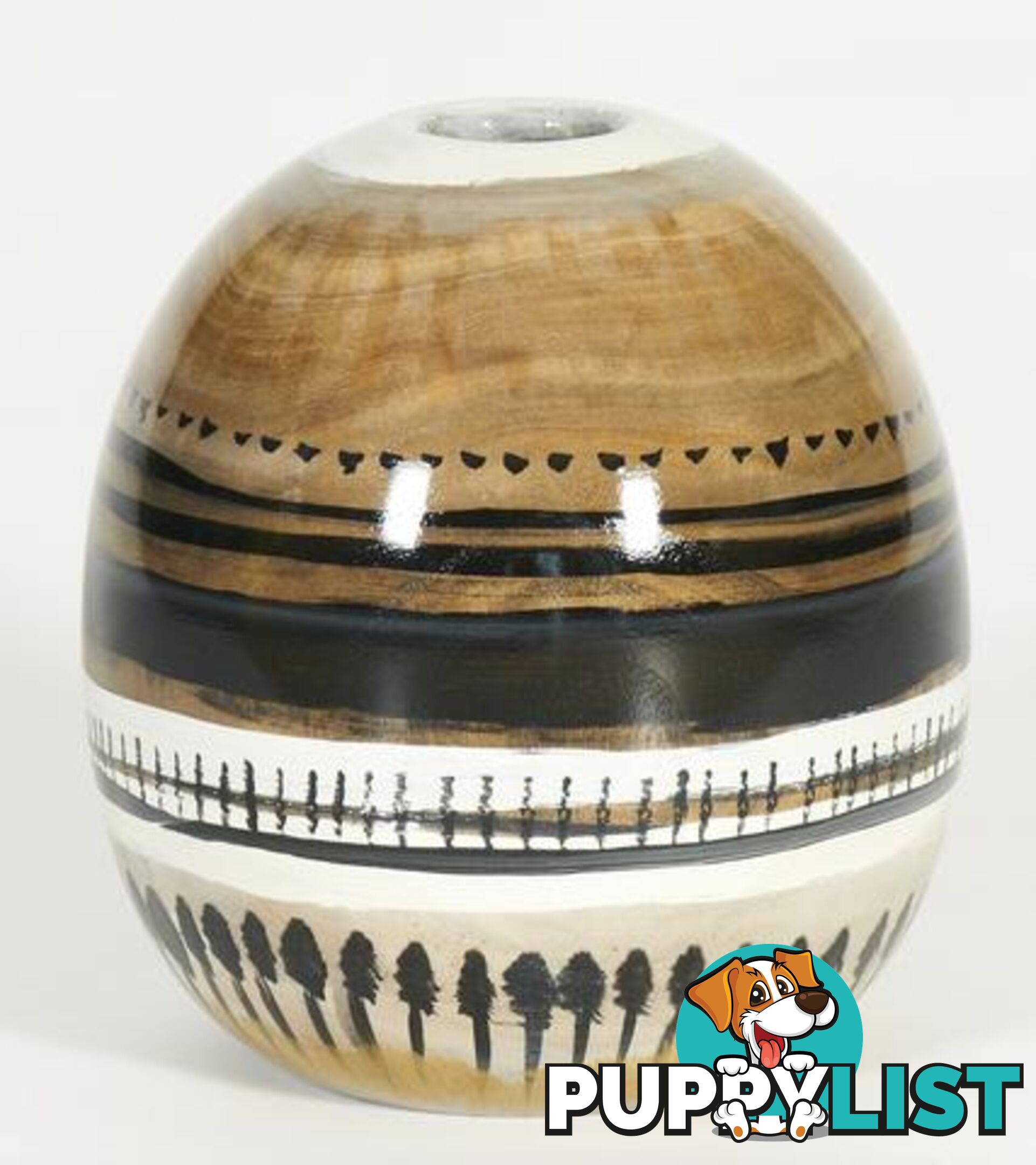 Round Handpaintned Wooden Vase: Dawn And Dusk