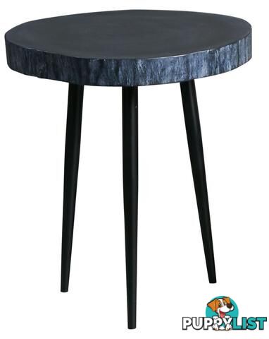 Black Wood Slab Side Table, Metal Legs