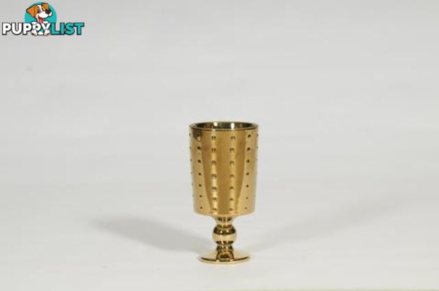 Medium Decorative Footed Gold Ceramic Vase