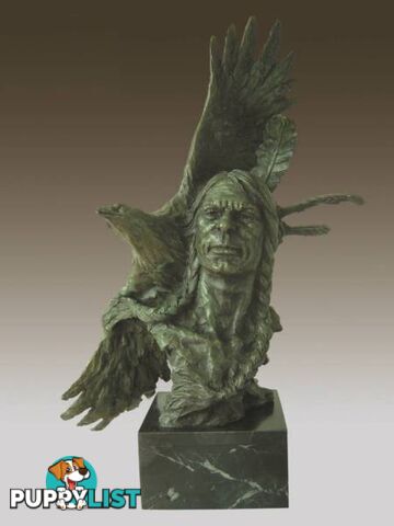 Hot Cast Bronze Sculpture Statue Native American Indian Chief Sha