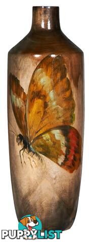 Large Handpainted Butterly: Gradient Wooden Vase