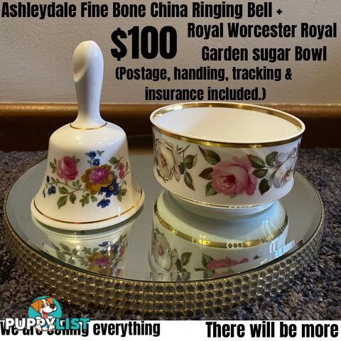 Ashleydale China Ringing Bell + Royal Worchester Royal Garden Sugar Bowl