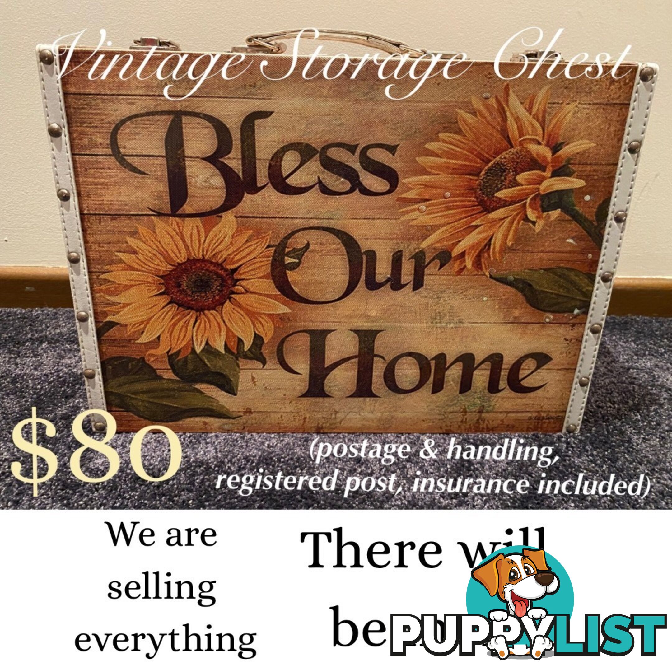 'Bless Our Home' Vintage Storage Chest