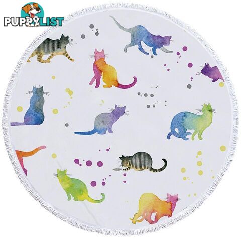 Colorful Water colored Cats Beach Towel - Towel - 7427046307048