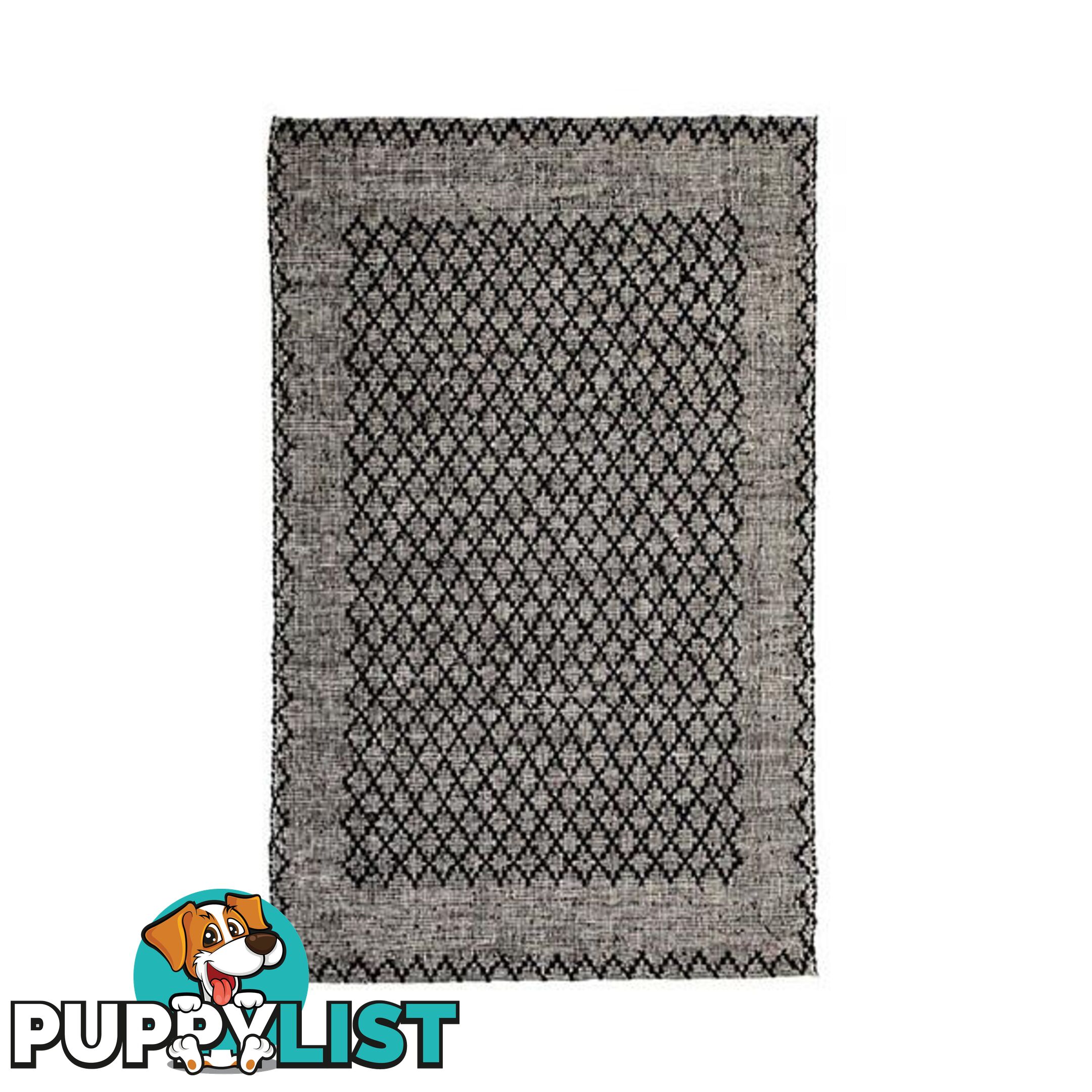 Rustic Charm Black Flatweave Rug - Unbranded - 7427005869105