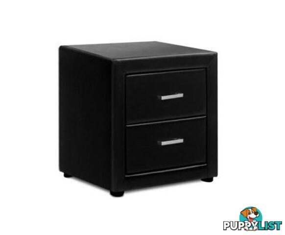 PU Leather Bedside Table 2 Drawers - Artiss - 4344744398747