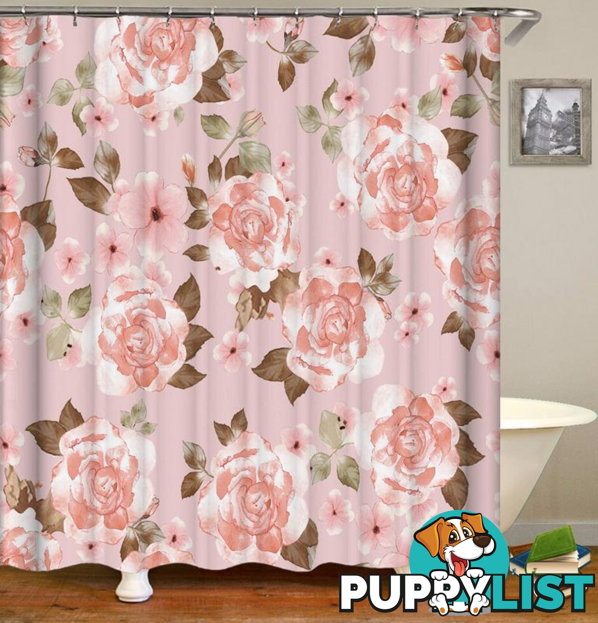 Classic Pinkish Flowers Shower Curtain - Curtain - 7427045972629