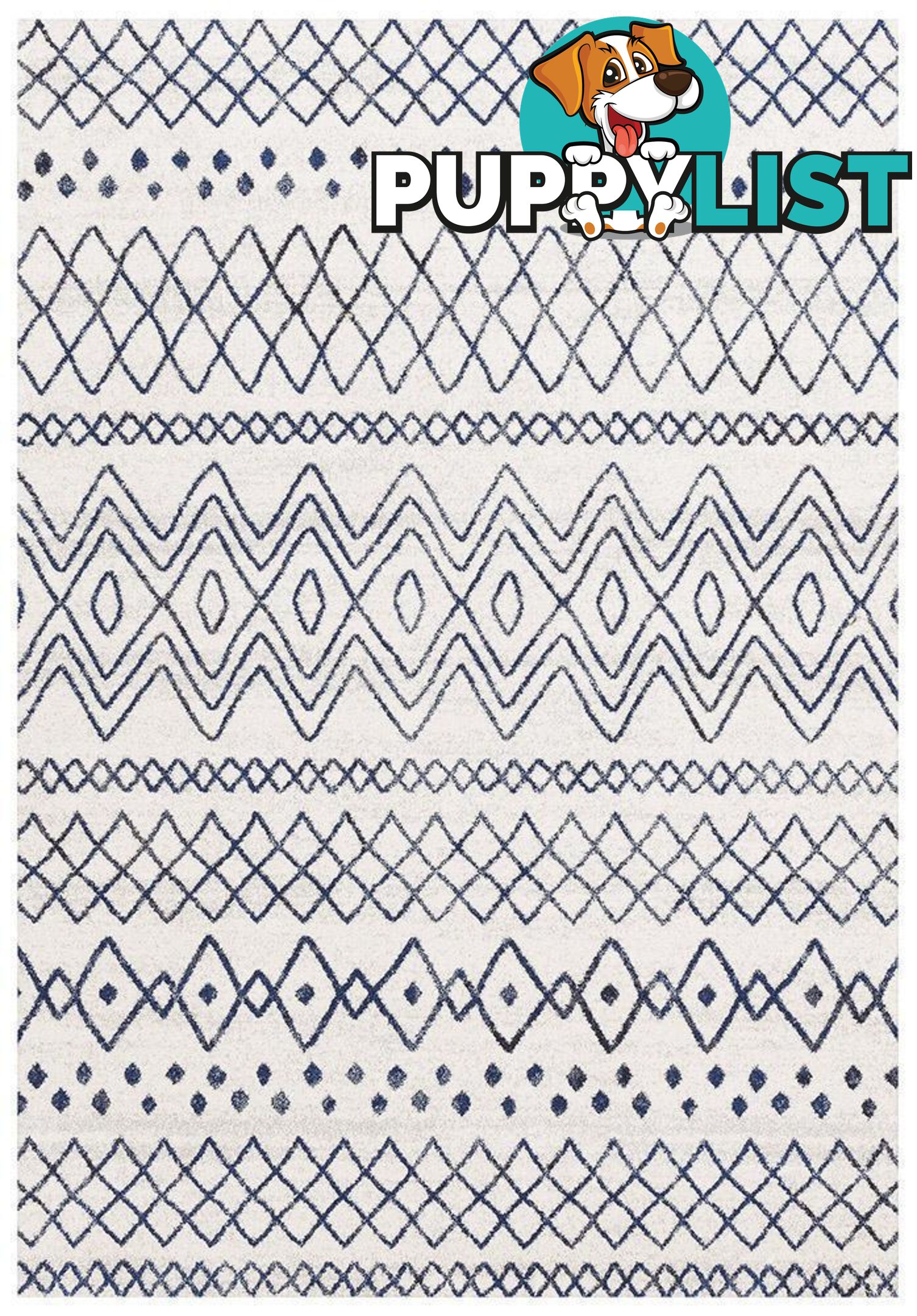 Oasis Nadia White Blue Rustic Tribal Rug - Unbranded - 9375321845724