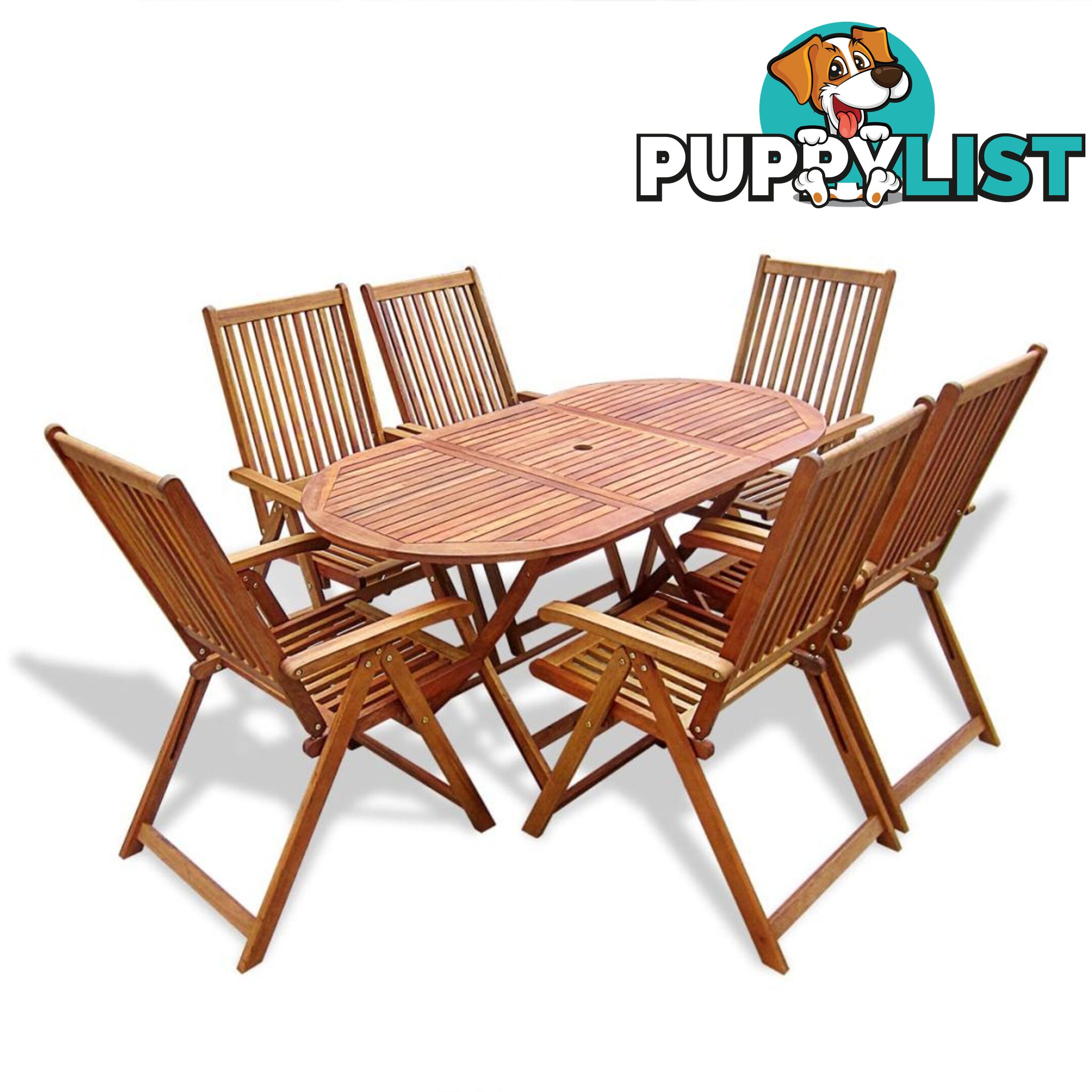 Outdoor Wood Dining Set (7 Pcs) - Unbranded - 4326500416452