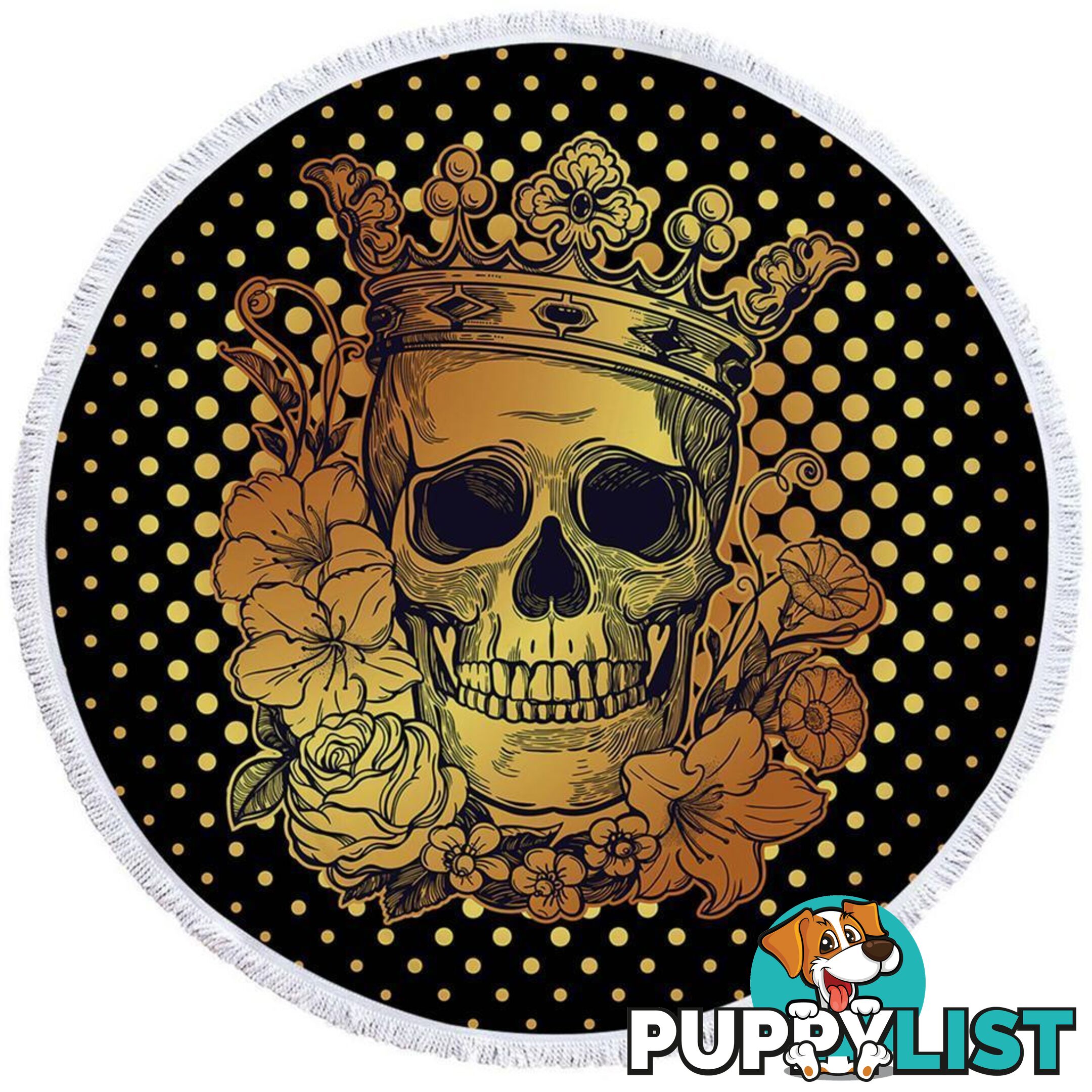 Floral King Skull Beach Towel - Towel - 7427046313919