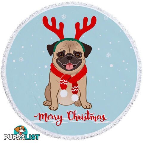 Christmas Pug Beach Towel - Towel - 7427046340106