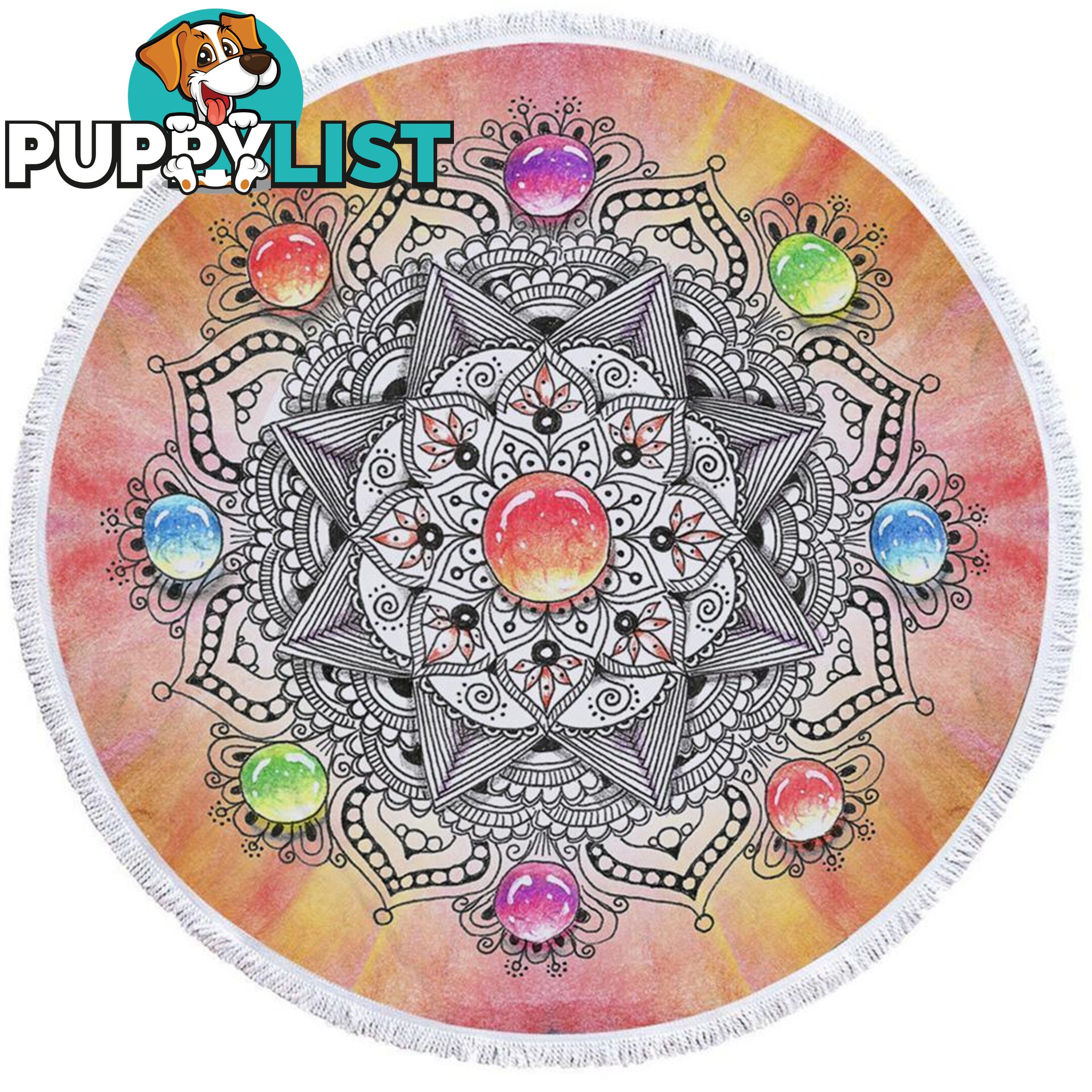 Colorful Pastel Mandala Beach Towel - Towel - 7427046314107