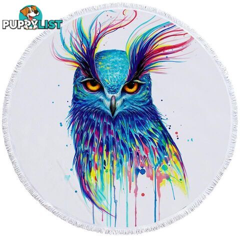 Colorful Owl Beach Towel - Towel - 7427046331548