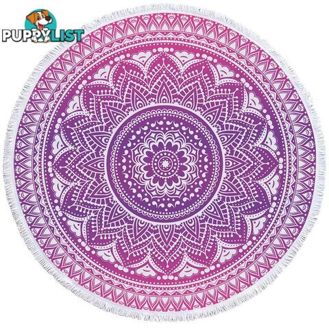 Purplish Mandala Over White Beach Towel - Towel - 7427046328104