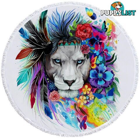 Floral Lion Beach Towel - Towel - 7427046330398