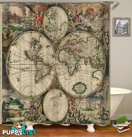 Vintage Globe Cut Shower Curtain - Curtain - 7427046004374