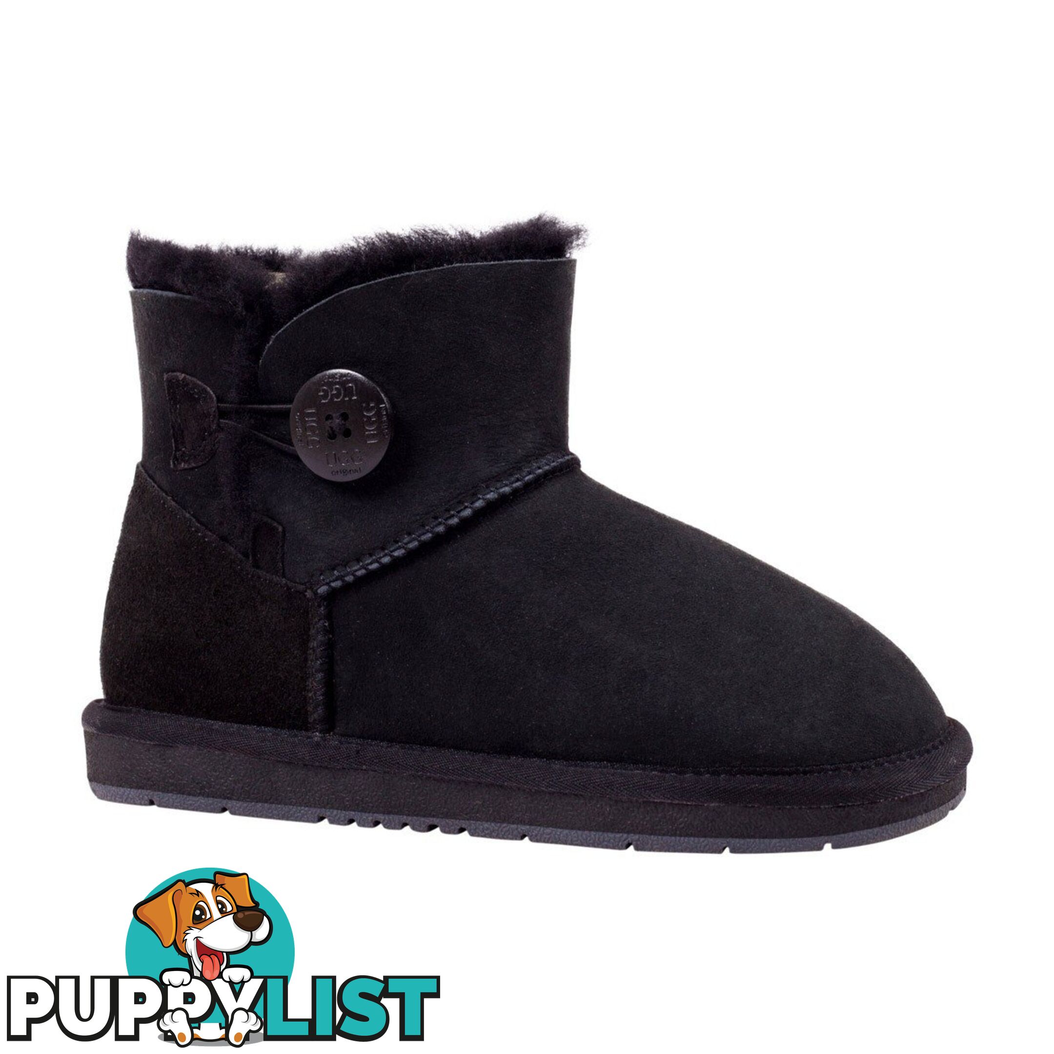 UGGS Mini Button Sheepskin Clove 5883 Unisex Black - UGG - 822427509313